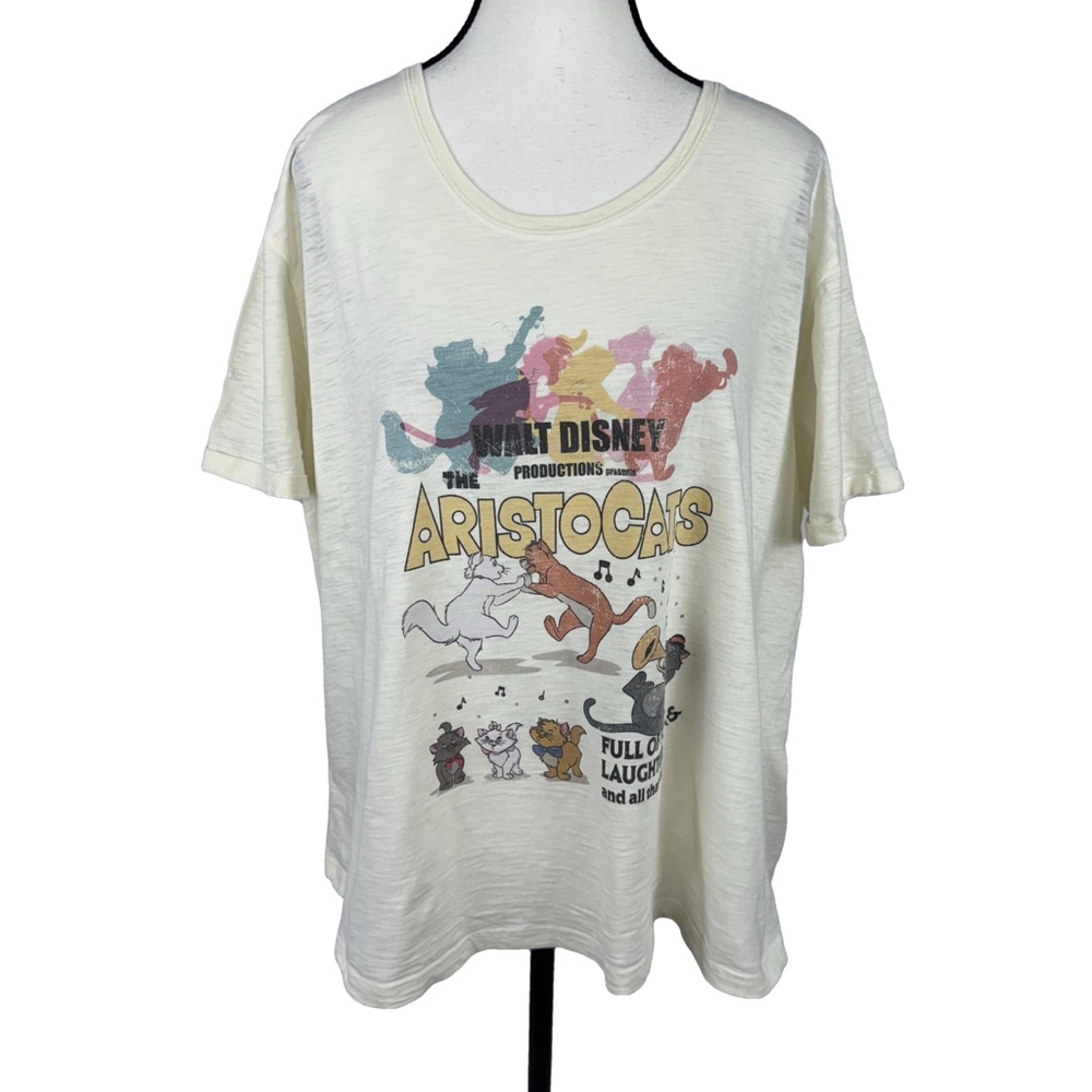 Walt Disney The Aristocats T-Shirt Womens 3XL Cream Crew Neck Graphic Marie Cat - Picture 2 of 11